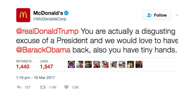 mcdonalds tweet trump