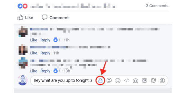 facebook comentários privados