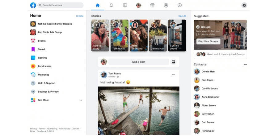 facebook novo layout