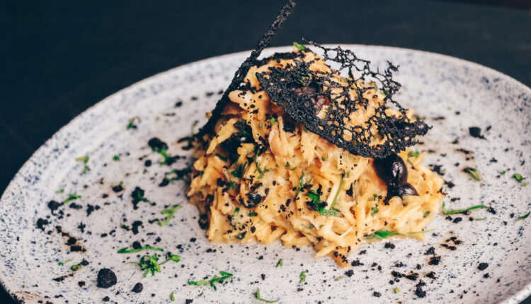 bacalhau à Brás com texturas de azeitona