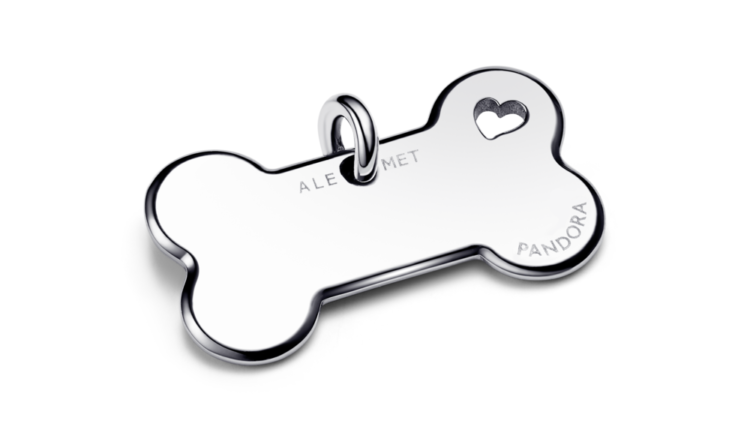 Chapa de identificação para coleira Pandora Dog Bone Pet em aço inoxidável_29 euros_312269C00_V2_RGB