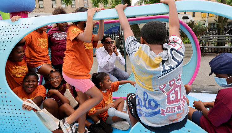 Fly Away Isles – a new play installaton inspired by local children and created by Hebru Brantley and the LEGO Group is unveiled in West Harlem on the company’s 90th anniversary (11)