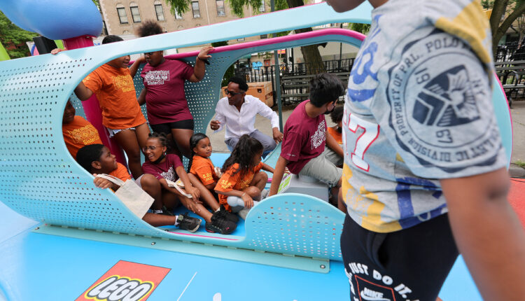 Fly Away Isles – a new play installaton inspired by local children and created by Hebru Brantley and the LEGO Group is unveiled in West Harlem on the company’s 90th anniversary (17)