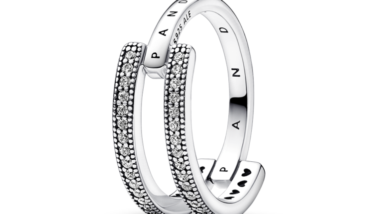 Anel Pandora Signature Logo & Pavé Double Band Ring em prata 925 e zirconias, 79euros_192779C01