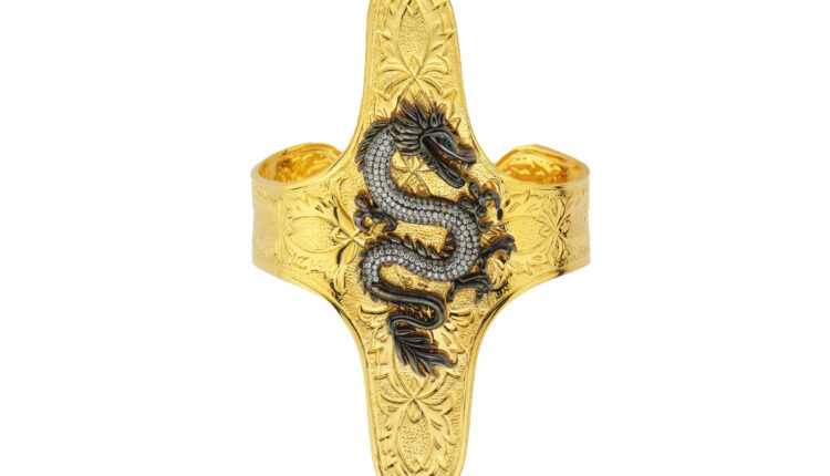 DRAGON-CROSS-CUFF-RUTHENIUM-GOLD-D1