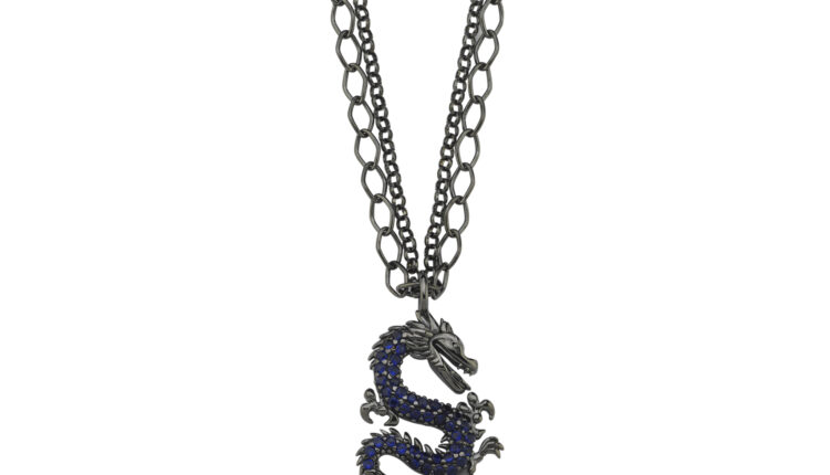 MINI DRAGON DOUBLE CHAIN NECKLACE NAVY-D1