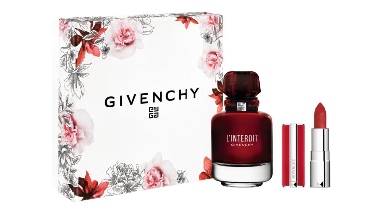 GIVENCHY_Coffret L’Interdit Eau de Parfum Rouge 50 ml + Mini Le Rouge Deep Velvet no tom N37 – 124 euros