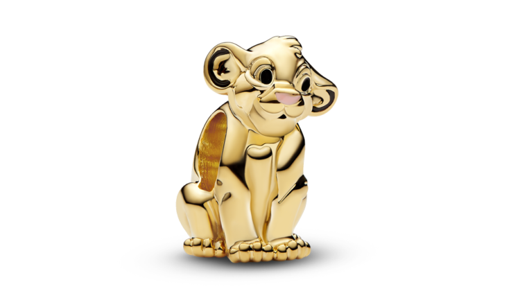 Conta Pandora Disney The Lion King Simba Charm em liga com revestimento de ouro 14K e esmalte_79euros_763376C01