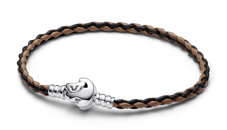 Pulseira Pandora Disney The Lion King Clasp Pandora Moments Braided Leather Bracelet em prata 925 e couro_49euros_593361C01