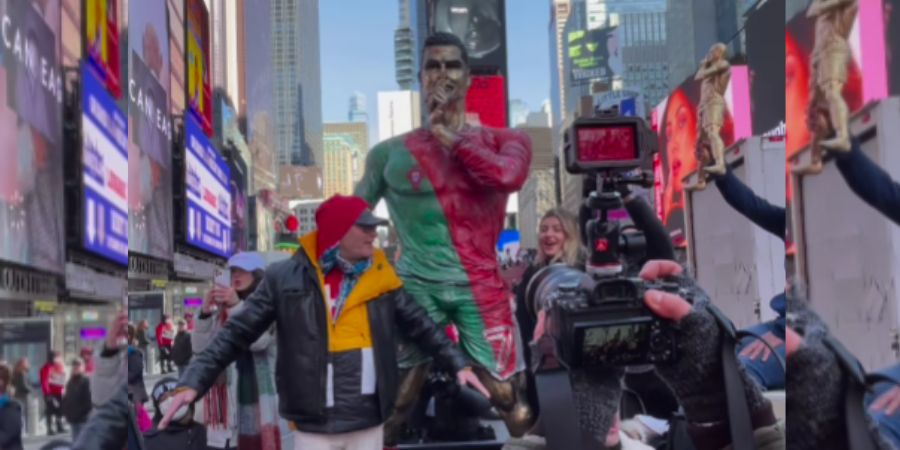 Cristiano Ronaldo imortalizado em Times Square com estátua de três metros