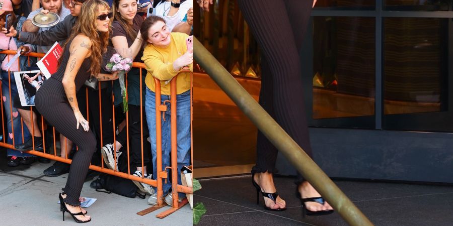 Chinelos de salto alto? A tendência improvável que já anda nos pés de celebridades como Miley Cyrus